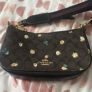 Coach Black and Brown Floral Shoulder Bag